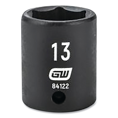 Impact Socket, 1/4 in Drive Size, 13 mm Opening Size, 6-point, Standard Length