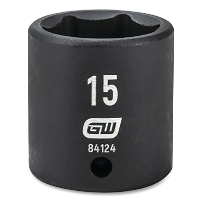 Impact Socket, 1/4 in Drive Size, 15 mm Opening Size, 6-point, Standard Length