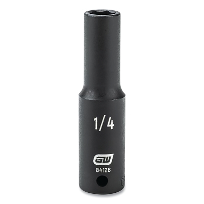 Impact Socket, 1/4 in Drive Size, 1/4 in Opening Size, 6-point, Deep Length