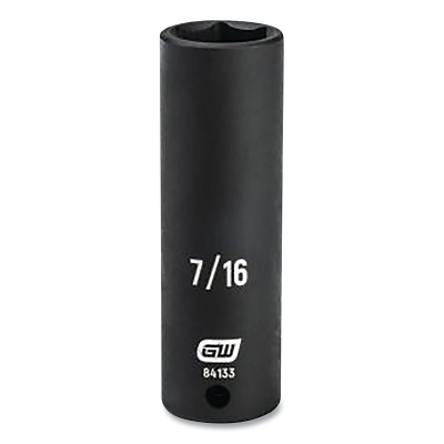 Impact Socket, 1/4 in Drive Size, 7/16 in Opening Size, 6-point, Deep Length