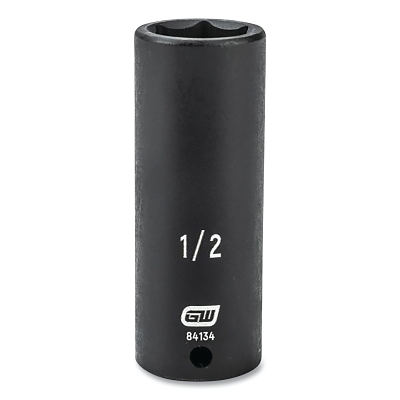 Impact Socket, 1/4 in Drive Size, 1/2 in Opening Size, 6-point, Deep Length