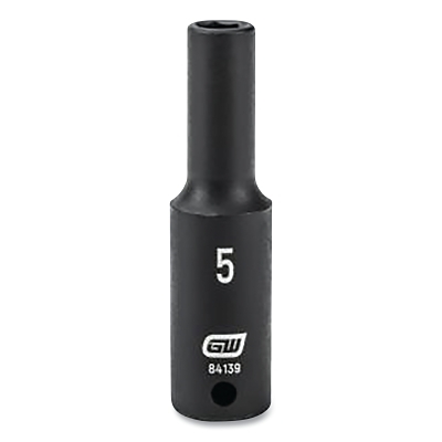 Impact Socket, 1/4 in Drive Size, 5 mm Opening Size, 6-point, Deep Length