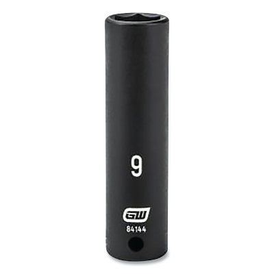 Impact Socket, 1/4 in Drive Size, 9 mm Opening Size, 6-point, Deep Length