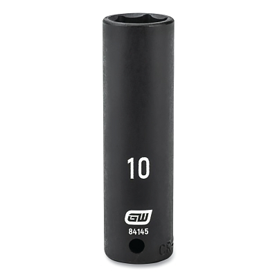 Impact Socket, 1/4 in Drive Size, 10 mm Opening Size, 6-point, Deep Length