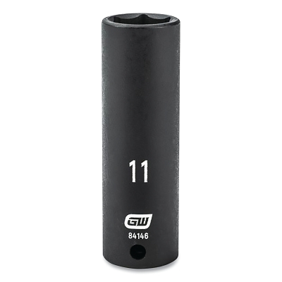 Impact Socket, 1/4 in Drive Size, 11 mm Opening Size, 6-point, Deep Length