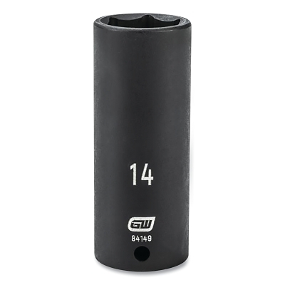 Impact Socket, 1/4 in Drive Size, 14 mm Opening Size, 6-point, Deep Length