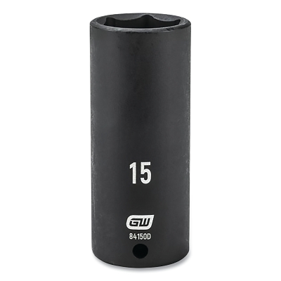 Impact Socket, 1/4 in Drive Size, 15 mm Opening Size, 6-point, Deep Length