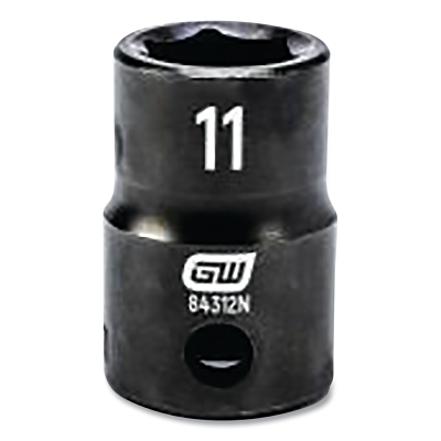 Impact Socket, 3/8 in Drive Size, 11 mm Opening Size, 6-point, Standard Length
