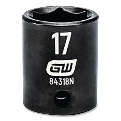 Impact Socket, 3/8 in Drive Size, 17 mm Opening Size, 6-point, Standard Length