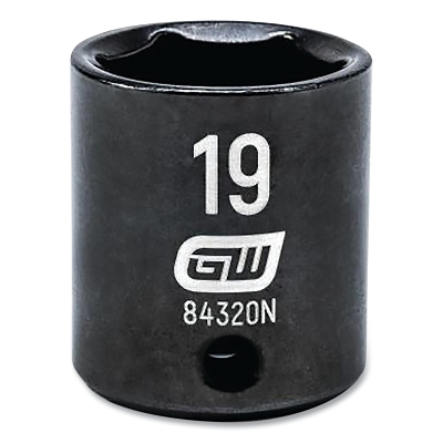 Impact Socket, 3/8 in Drive Size, 22 mm Opening Size, 6-point, Standard Length