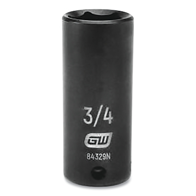 Impact Socket, 3/8 in Drive Size, 3/4 in Opening Size, 6-point, Deep Length