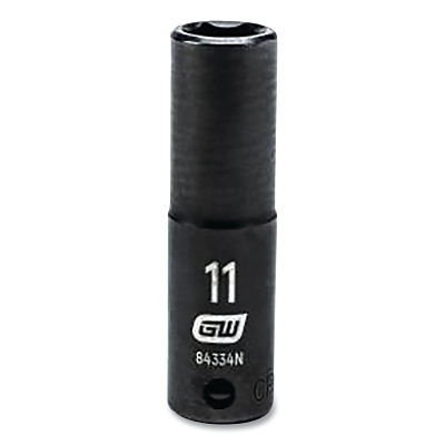 Impact Socket, 3/8 in Drive Size, 11 mm Opening Size, 6-point, Deep Length
