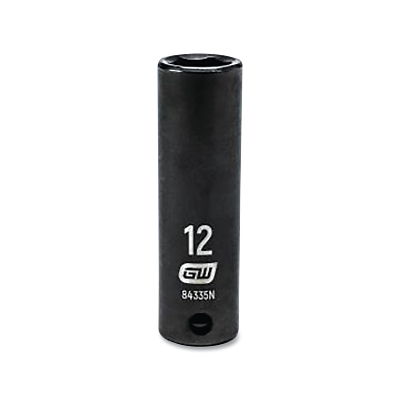 Impact Socket, 3/8 in Drive Size, 22 mm Opening Size, 6-point, Deep Length