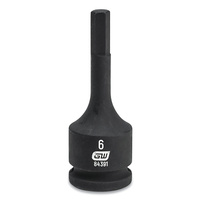 Impact Socket, 3/8 in Drive Size, 6 mm Opening Size, 6-point, Standard Length, Hex Bit