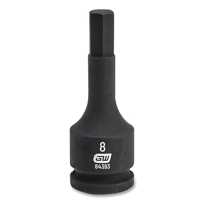 Impact Socket, 3/8 in Drive Size, 8 mm Opening Size, 6-point, Standard Length, Hex Bit