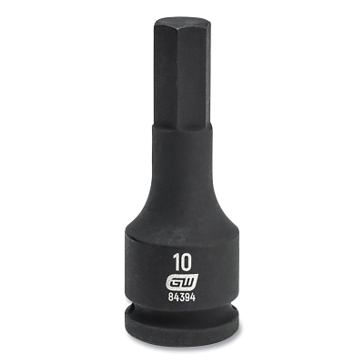 Impact Socket, 3/8 in Drive Size, 10 mm Opening Size, 6-point, Standard Length, Hex Bit