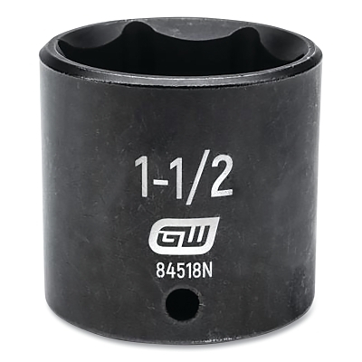 Impact Socket, 1/2 in Drive Size, 1-1/2 in Opening Size, 6-point, Standard Length