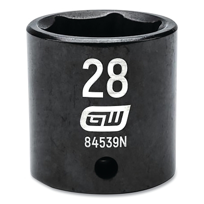Impact Socket, 1/2 in Drive Size, 28 mm Opening Size, 6-point, Standard Length