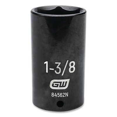 Impact Socket, 1/2 in Drive Size, 1-3/8 in Opening Size, 6-point, Deep Length