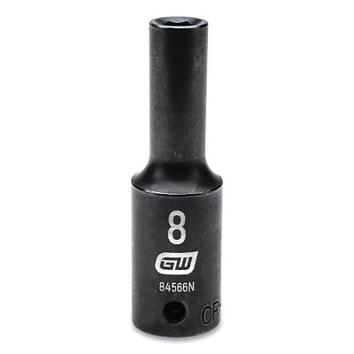 Impact Socket, 1/2 in Drive Size, 8 mm Opening Size, 6-point, Deep Length
