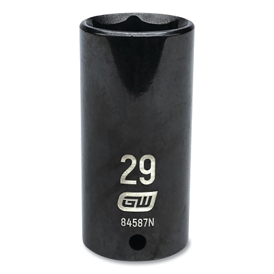 Impact Socket, 1/2 in Drive Size, 29 mm Opening Size, 6-point, Deep Length