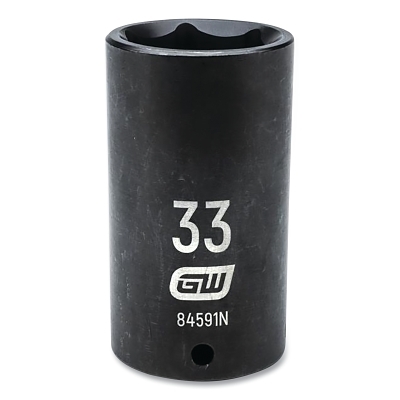 Impact Socket, 1/2 in Drive Size, 33 mm Opening Size, 6-point, Deep Length
