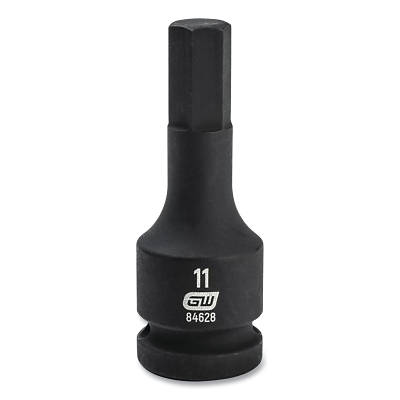 Impact Socket, 1/2 in Drive Size, 11 mm Opening Size, 6-point, Standard Length, Hex Bit