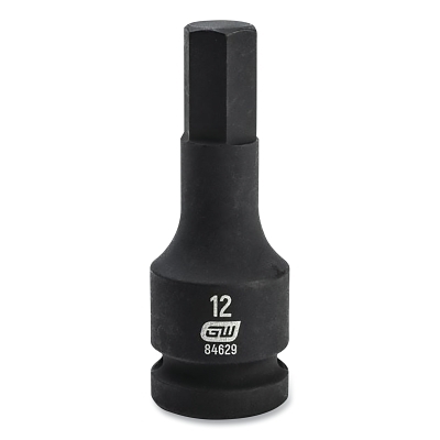 Impact Socket, 1/2 in Drive Size, 12 mm Opening Size, 6-point, Standard Length, Hex Bit