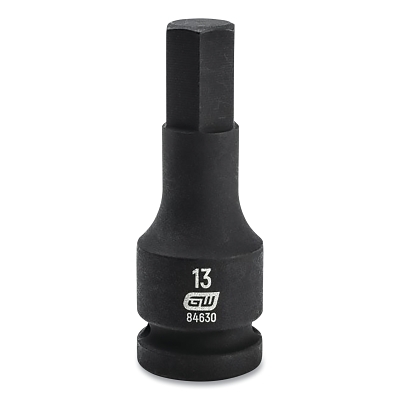 Impact Socket, 1/2 in Drive Size, 13 mm Opening Size, 6-point, Standard Length, Hex Bit