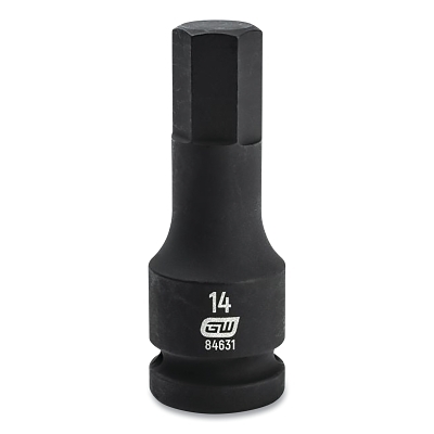 Impact Socket, 1/2 in Drive Size, 14 mm Opening Size, 6-point, Standard Length, Hex Bit