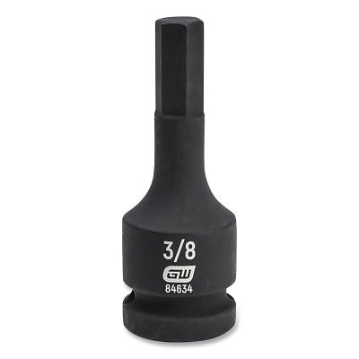 Impact Socket, 1/2 in Drive Size, 3/8 in Opening Size, 6-point, Standard Length, Hex Bit
