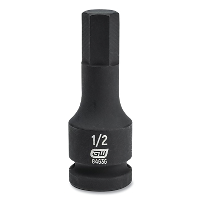 Impact Socket, 1/2 in Drive Size, 1/2 in Opening Size, 6-point, Standard Length, Hex Bit