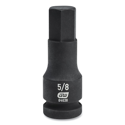 Impact Socket, 1/2 in Drive Size, 5/8 in Opening Size, 6-point, Standard Length, Hex Bit