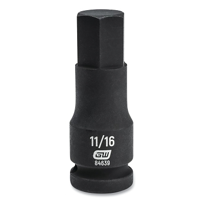 Impact Socket, 1/2 in Drive Size, 11/16 in Opening Size, 6-point, Standard Length, Hex Bit
