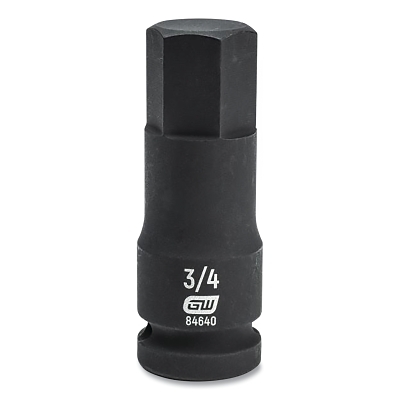 Impact Socket, 1/2 in Drive Size, 3/4 in Opening Size, 6-point, Standard Length, Hex Bit