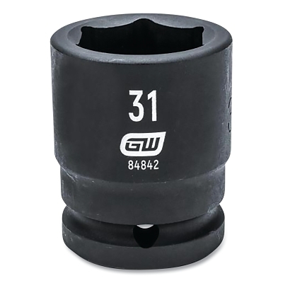 Impact Socket, 3/4 in Drive Size, 31 mm Opening Size, 6-point, Standard Length