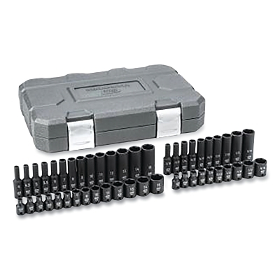 Impact Socket Set, 1/4 in Dr, 6-point, SAE/Metric, 3/16 in to 15 mm, 48-Pc Deep/Standard Lengths, Incl Blow Mold Case