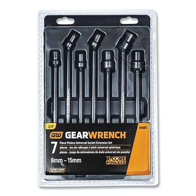 X-Core™ Pinless Universal Impact Extension Socket Set, 3/8 in Dr, 6-point, Metric, 8 mm to 15 mm, 7-Pc, Incl Blow Mold Case