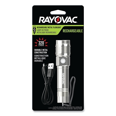 Rechargeable Flashlight, 320 lm, Silver