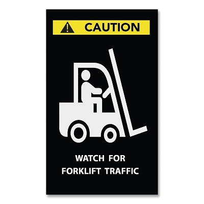 Safety Message Floor Mat, 194, 3/8 in x 4 ft W x 6 ft L, 24 oz Nylon, Vinyl, Vertical, Caution Watch Forklift Traffic Message