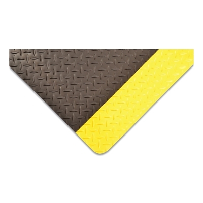 Cushion Trax® Anti-Fatigue Workstation Mat, 479, 9/16 in x 2 ft W x 75 ft L, Vinyl/PVC Foam, Black/Yellow