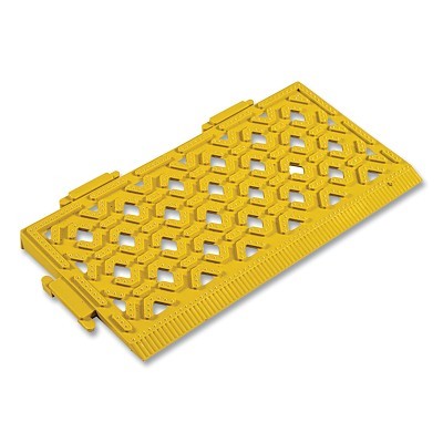 Cushion-Lok™ Corner and Ramp for Interlocking Tiles, 520, 7/8 in x 6 in W x 12 in L, Ramp, Male, Yellow