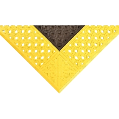 Cushion-Lok™ Assembled Raised Interlocking Drainage Mat, 520, 7/8 in x 30 in W x 36 in L, PVC, Black/Yellow