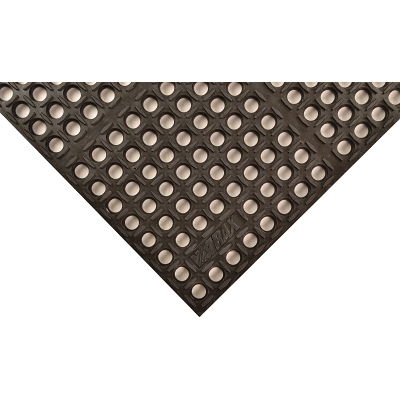 Cushion-Tred™ Drainage Anti-Fatigue Mat, 543, 7/8 in x 2 ft W x 3 ft L, Natural Rubber, Black