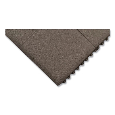 Niru® Cushion-Ease® Interlocking Rubber Floor Mat, 650, 3/4 in x 3 ft W x 3 ft L, Large Drainage Holes, Nitrile, Black
