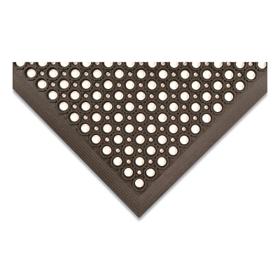 Competitor™ Large Drainage Hole Anti-Fatigue Mat, T30, 3 ft W x 3 ft L x 1/2 in, General Purpose Rubber, Black