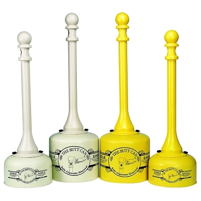 Butt Can, 5 gal, 12 in dia, 33 in H, Galvanized Steel, Poly Tube, Beige