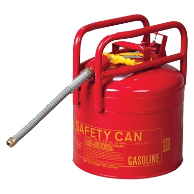 Safety Can, Type II, 5 gal, 24-ga Galvanized Steel, DOT Flammables, Red