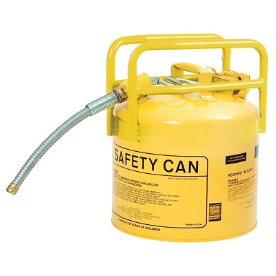Safety Can, Type II, 5 gal, 24-ga Galvanized Steel, DOT Diesel, Yellow