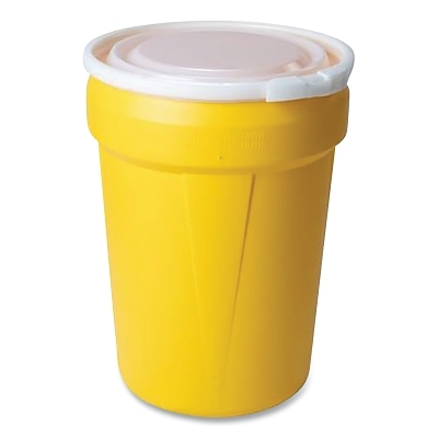 Poly Drum, Lab Pack Open-Head, Plastic Lever-Lock Lid, Yellow, 30 gal